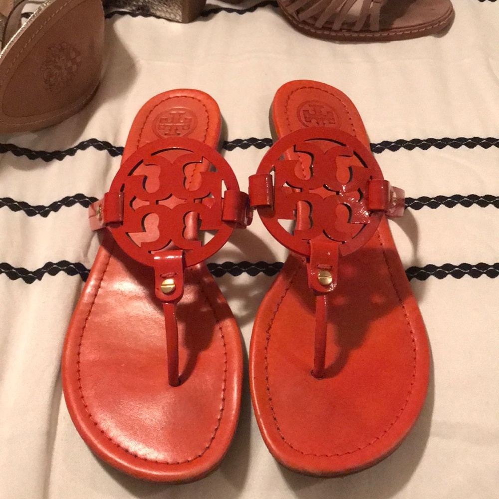 Orange Tory Burch Miller sandals